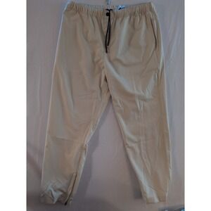 ONIA Pull On Tech Pants Jogger Men Small Ivory Solid Yuf-Dove Ankle Zip Tapered